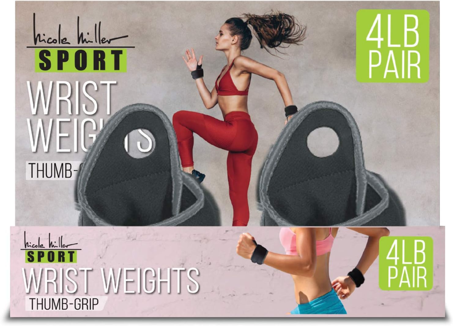 Nicole Miller Wrist Weight Sets Thumblock Hand Weights Sets for Women 2lb Each, 4lb Pair Total Black/Gray : Sports & Outdoors