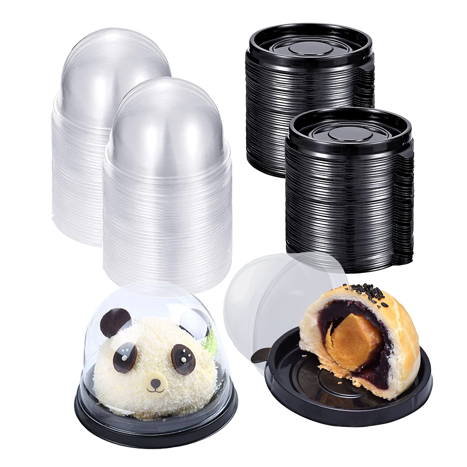 IBLUELOVER 50Pcs Clear Mini Cupcake Boxes 2" Cake Packing Boxes Muffin Dome Box Mini Single Individual Cupcake Container Cookies Holder Fairy Cake Tray for Birthday Wedding Christmas Party,Cake Shop