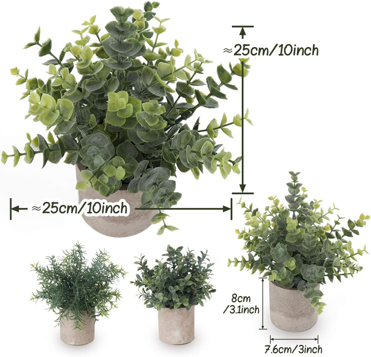 ilauke Fake Plants Pot 3PCS - Image 3