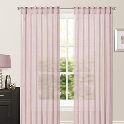 Brentfords Pair Of Sheer Woven Voile Net Curtain Plain Textured