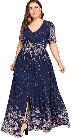 button split front flare maxi dress