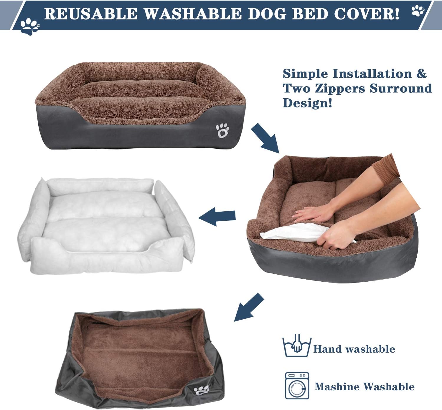 FAREYY Dog Beds for Medium/Large Dogs, Soft Blaster Dog Bed Washable Removable Cover, Dog Sofa Couch Pet Bed with Nonslip Bottom : Pet Supplies