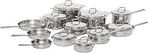 360 Stainless Steel Cookware Set, Handcrafted in the USA, Induction Cookware, Waterless Cookware, Dishwasher Safe, Oven Safe, Surgical Grade Stainless Steel Cookware, Pots and Pans Set (21 Piece Set)