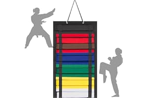 JOYMOMO Karate Belt Display Rack Holds 12 Karate Belts, Hanging Martial Arts Belt Display for Martial Arts Learners(No Accessories Included)