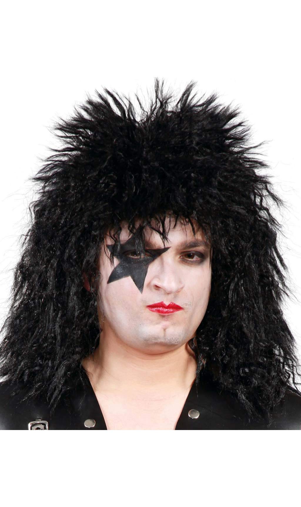 FIESTAS GUIRCA | Black Rock Star Wig (One Size) - Fancy Dress Accessory for Rock Themed Parties and Celebrations - Ideal for Adult Men at Halloween and Carnival - Black