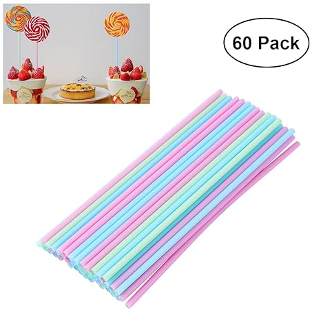 OUNONA 60 Cake Pop Sticks 15 cm,Pastellfarben,Kitchencraft,Kunststoff Stiele für Kuchen