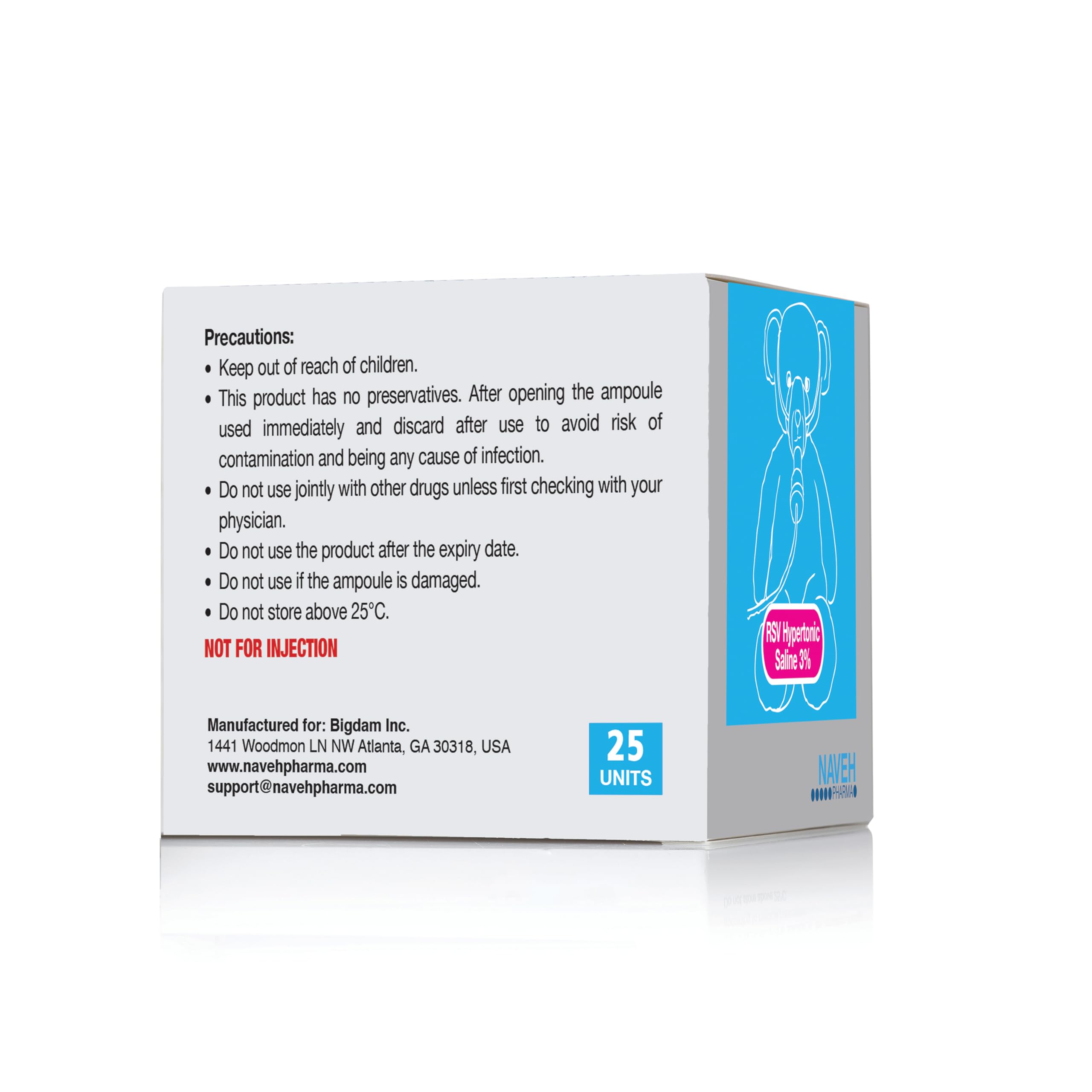 NAVEH PHARMA RSV Gentle Respiratory Relief: Baby-Friendly 3% Hypertonic Saline Solution for Nebulizer | Soothing Inhalation for Little Ones | 25 Vials x 5ml | Easy Clearing of Tiny Lungs & Congestion
