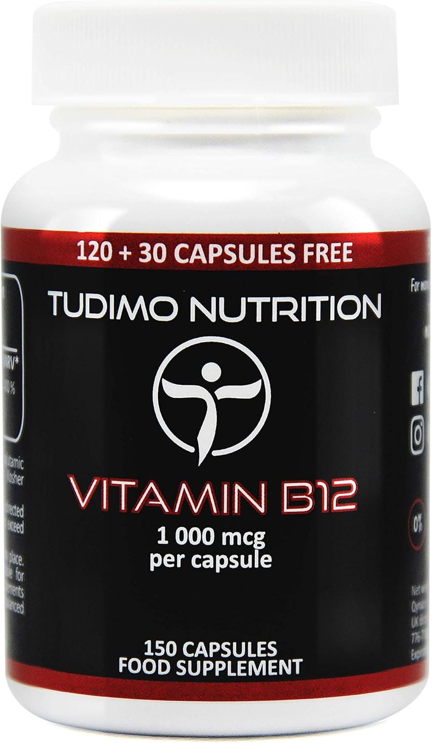 Vitamine B12 1000 mcg Capsules Vegan 150 pcs (5 mois) de Capsules à
