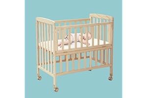 Flwrgirl Portable Mini Baby Crib - Convertible Baby Cribs with Soft Foam Mattress(33 * 20"),6 Heights Bedside Bassinet Sleeper,Wheeled Bedside Crib Co Sleeper for Small Space,Unpainted