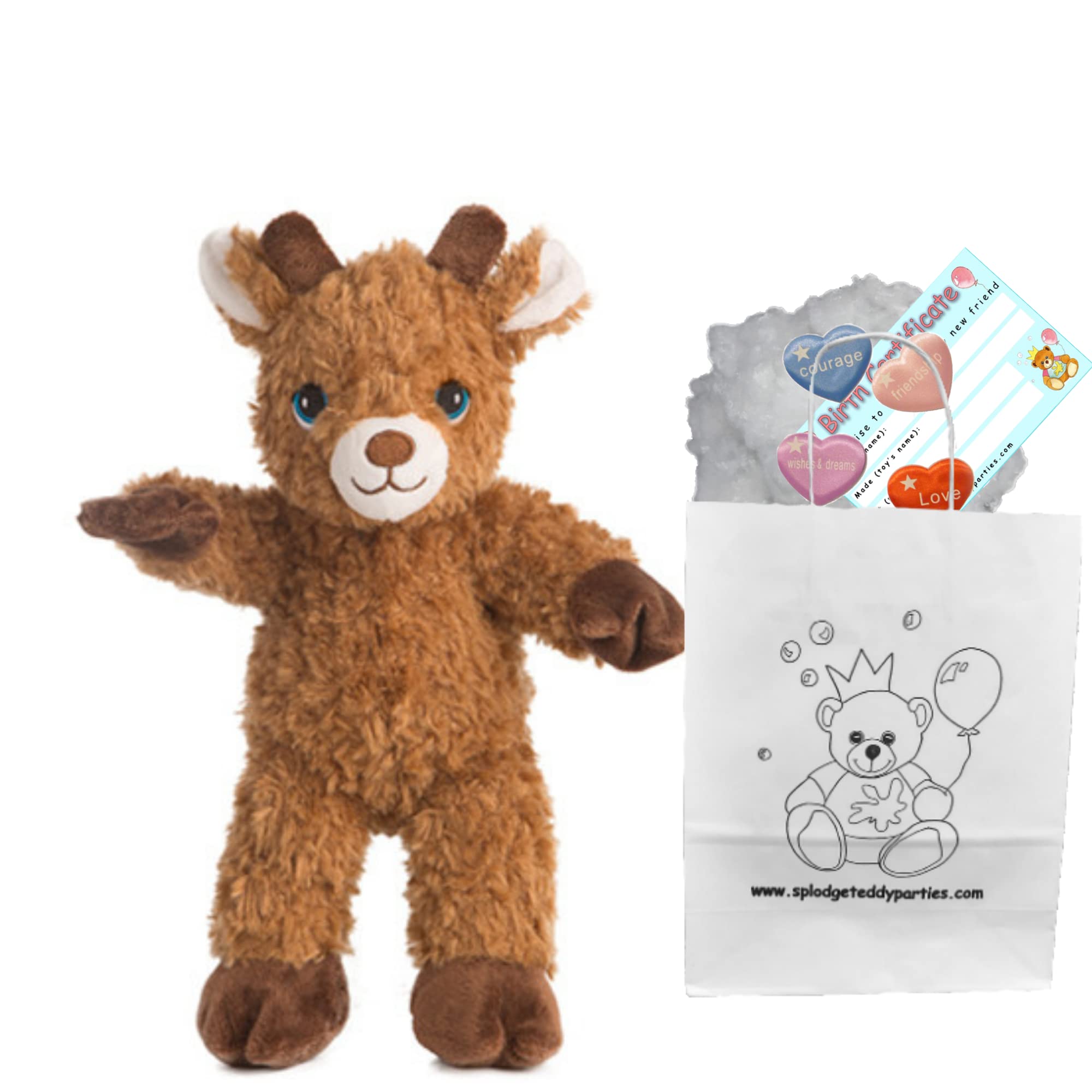 Brown Reindeer - Soft Plush Toy - 10 inch / 25cm - Build Your own Teddy Bear - Party Kit