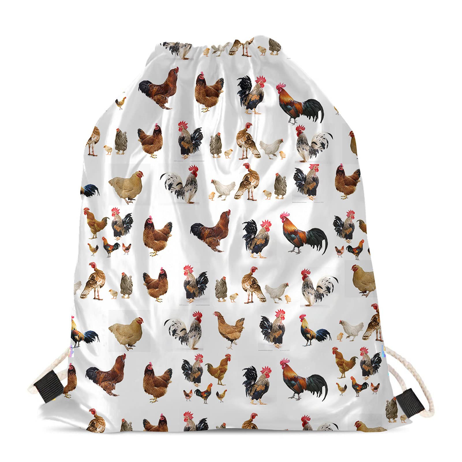 Wanyint Chicken Animal Drawstring Bag Durable Gym Backpack String Bag For Men And Women, Foldable Cinch Bag School Sack Day Pack for Travel Beach Sport Women Men Boys Girls