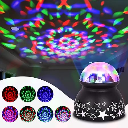 Amazon プラネタリウム 寝かしつけ プロジェクター 海洋プロジェクターライト おもちゃ 家庭用 360度回転ディスク Miniステージライト ベッドサイドランプ ナイトライト多色変更可能 Usb 電池兼用 クリスマスプレゼント 女の子 おもちゃ ブラック 寝かしつけ用