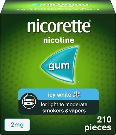 Nicorette Icy White 2 mg Gum 210 Pieces Stop Smoking Aid