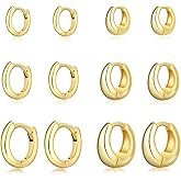 Wgoud Small Gold Hoop Earrings Set for Women, 6 Pairs 14K Gold Plated Hypoallergenic Lightweight Huggie Hoops Earrings, Trendy Cartilage Cubic Zirconia Earrings for Women Gifts.