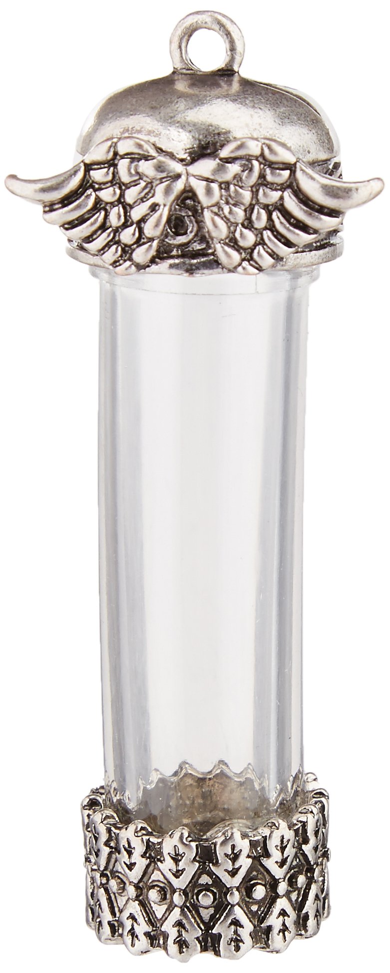 Solid Oak Steampunk Glass Pendant Vial with Wings, Acrylic, Multicoloured, 3-Piece