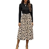 Zattcas Women 2026 Spring Dress Long Sleeve Ribbed Teacher Church Modest Business Casual Work Outfits Midi Dress