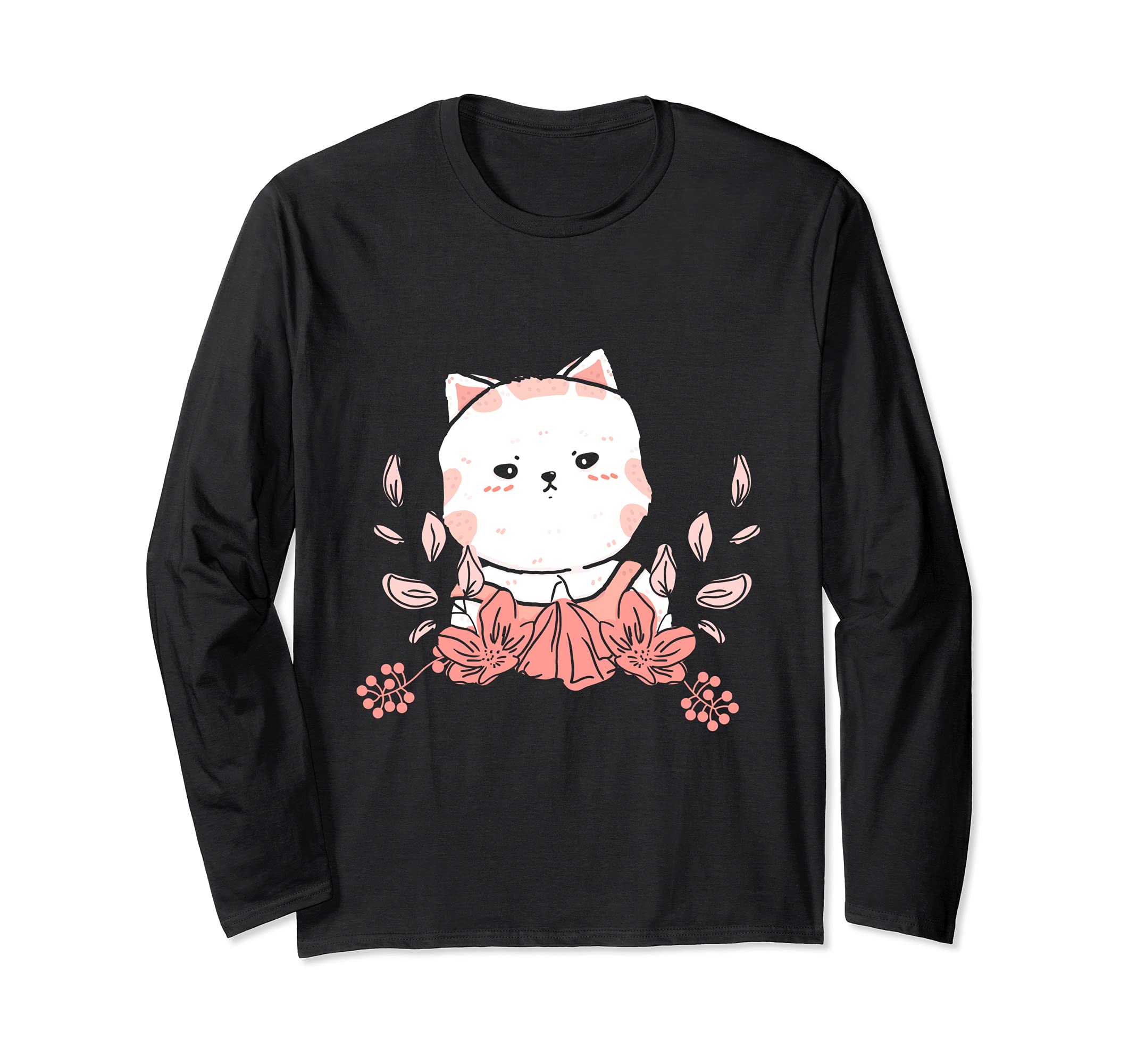 Cute Awesome Kitty Flowers Cat Funny Pet Paw Kitten Long Sleeve T-Shirt