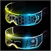 CLZFXS 2 Pcs Led Visor Glasses Light Up 7 Colors and 4 Modes, Cyberpunk Glasses for Halloween Cosplay Party Bar Adults
