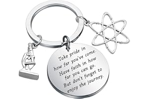 FUSTMW Science keychain Chemistry Science Gift Atom Microscope Keychain Scientist Gift