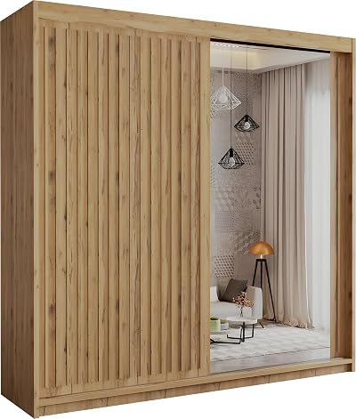 SLIDING WARDROBE 4U Modern Free Standing 203cm Oak Wardrobe