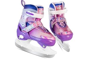HALOSK Girls Ice Skates for Kids Boys, Adjustable Kids Skates for Outdoor Indoor Rink, Rainbow Soft and Comfortable Lining Ice Skating Shoes Ages 3-12 Youth