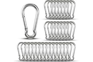 KINLINK Small Carabiner Clip Hooks, 32pcs 1.57 inch Carabiners Heavy Duty, Galvanized Iron Spring Snap Hook Fits Camping Hiking, Metal Clips for Keychain Keys Rings