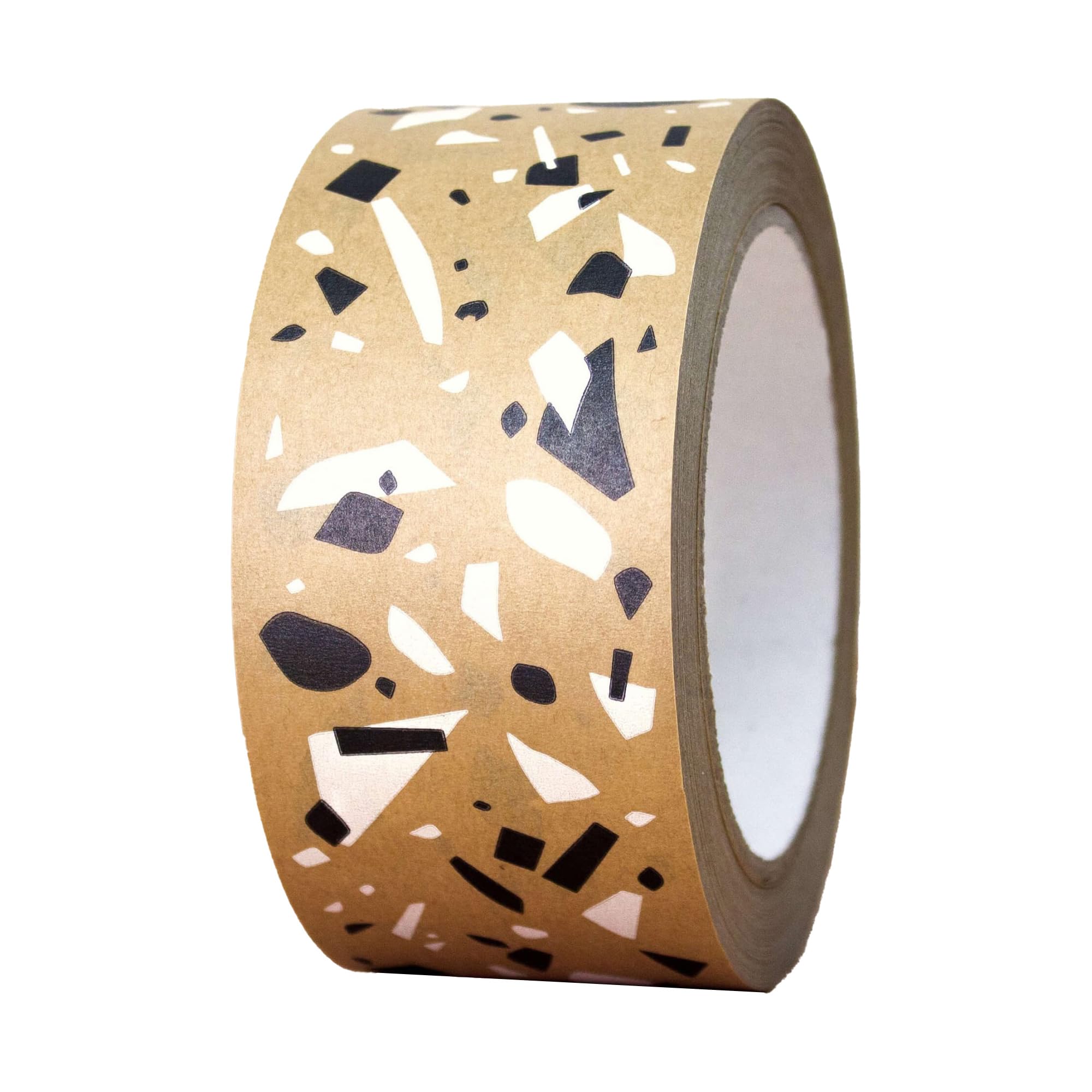 INKKIN Recyclable, Patterned, Brown Paper Packing Tape | Terrazzo | 50mm x 50m