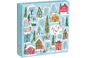 Galison Twinkle Town 500 Piece Puzzle from Galison - Featuring Colorful and Whimsical Illustrations of a Festive Snowy Town, 20" x 20", Makes a Wonderful Gift