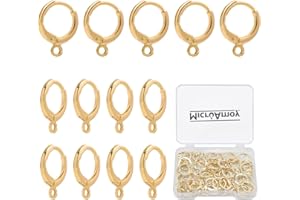 MICROAMOY 60pcs 14K Gold Filled Hoop Huggie Earring Hooks,Hypoallergenic Dangle Tarnish Resistant Gold Lever Back Earring Hooks Earwire for Jewelry Making Supplies (Gold)