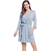 Lightweight Travel Jersey Robe Bamboo Viscose Short Thin Bathrobe for Women
