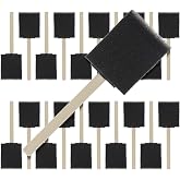 US Art Supply 2 inch Foam Sponge Wood Handle Paint Brush Set, Pack of 20 | Value Pack, Lightweight, durable and great for Acrylics, Stains, Varnishes, Crafts, Art
