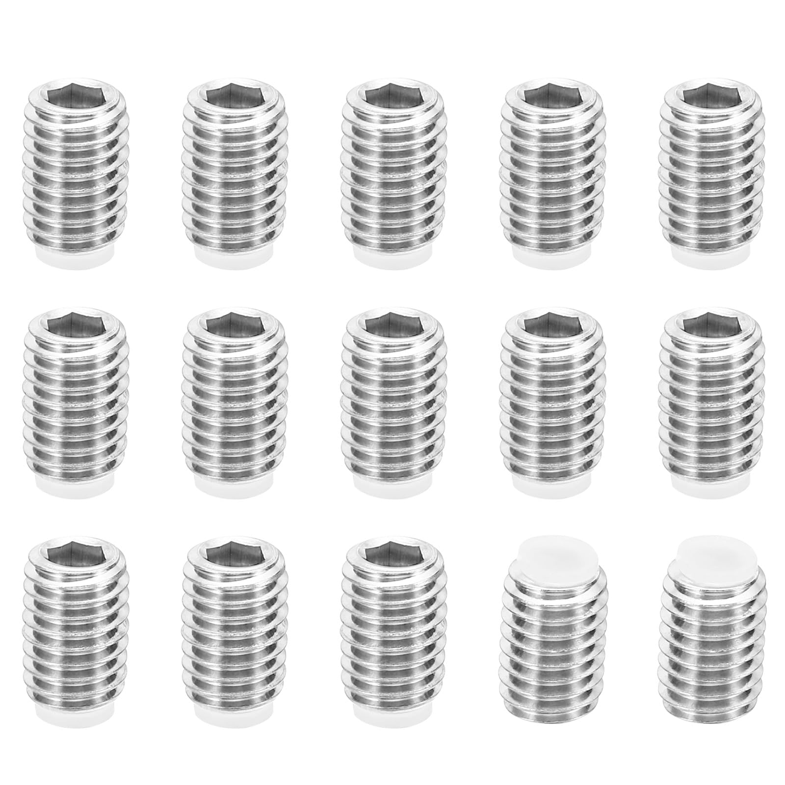 PATIKIL M8x12mm Nylon Tip Grub Screw, 15 Pack Metric Hex Socket Head Cup Point Anti Slip Set Screws Internal Hex Drive Hardware, 304 Stainless Steel