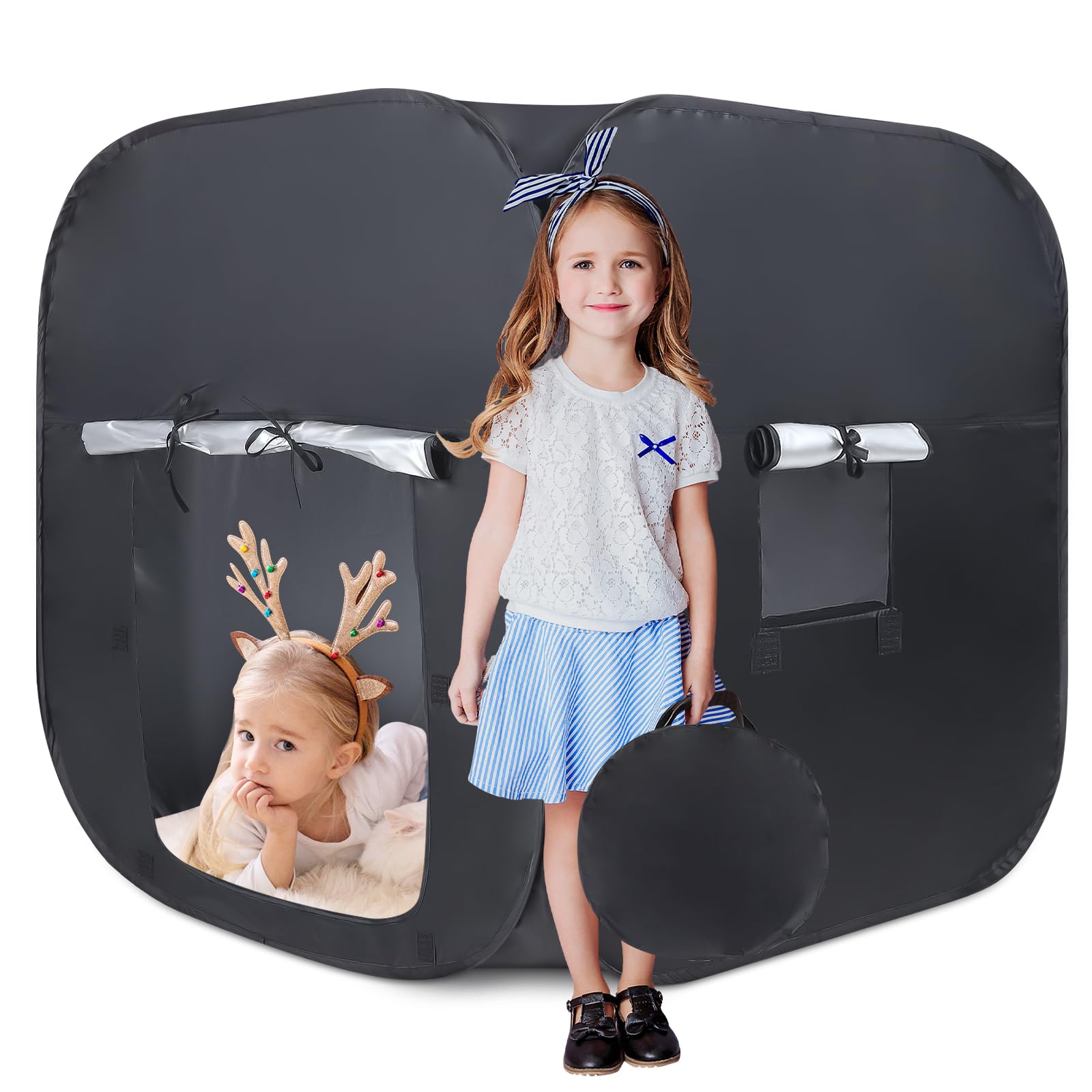 Sensory Tent, Calm Down Tent For Kids To Play and Relax, Sensory Corner, Portable Pop Up Den, Foldable Black Out Play Tent for Autistic Children, Helps With Autism, SPD, ADHD Anxiety & Improve Focus