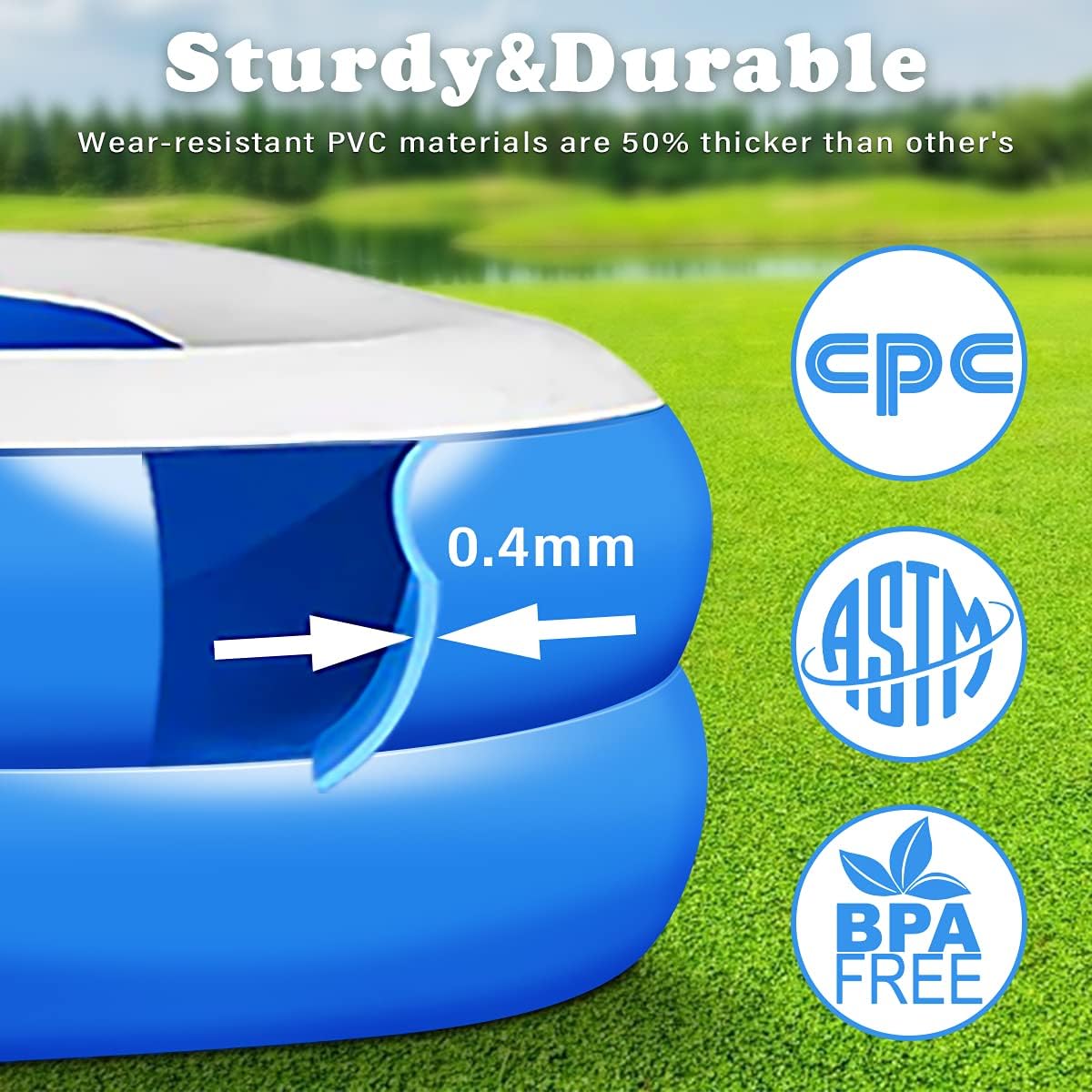 Growsly Inflatable Pool - Swimming Pool for Kids, Blow Up Kiddie Lounge Pool with Basketball Hoop and Dinosaur Sprinkler for Kids Adults Toddlers Age 3+, Outdoor Water Toys for Garden Backyard: Kitchen & Dining