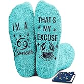 FestiVibe Zodiac Birthday Gifts, Astrology Constellation Horoscope Fuzzy Space Galaxy Socks for Women Teen Girls