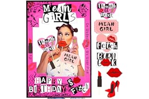 LaVenty Mean Girls Birthday Party Photo Booth Props Frame Mean Girls Party Decoration Y2k Birthday Party Decorations Hot Pink Girl Birthday Party Supplies