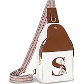 Lizznoe Personalized Crossbody Bag for Women Leather Sling Bags with Initial Letter Chest Bag for Travel, Gift for Mom Wife
