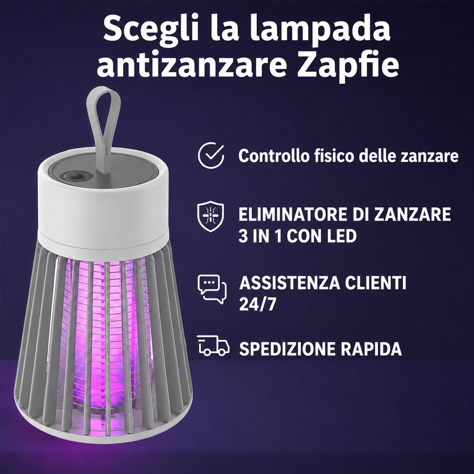 Zapfie Mückenlampe, Simply Zap, Zapper Mückenlampe Camping, Mückenfalle Mückenlampes Akku, Moskito Lampe, Wiederaufladbar, Wasserdicht Ipx4 für Küche Innen Außen Camping (Grau1.0) 2