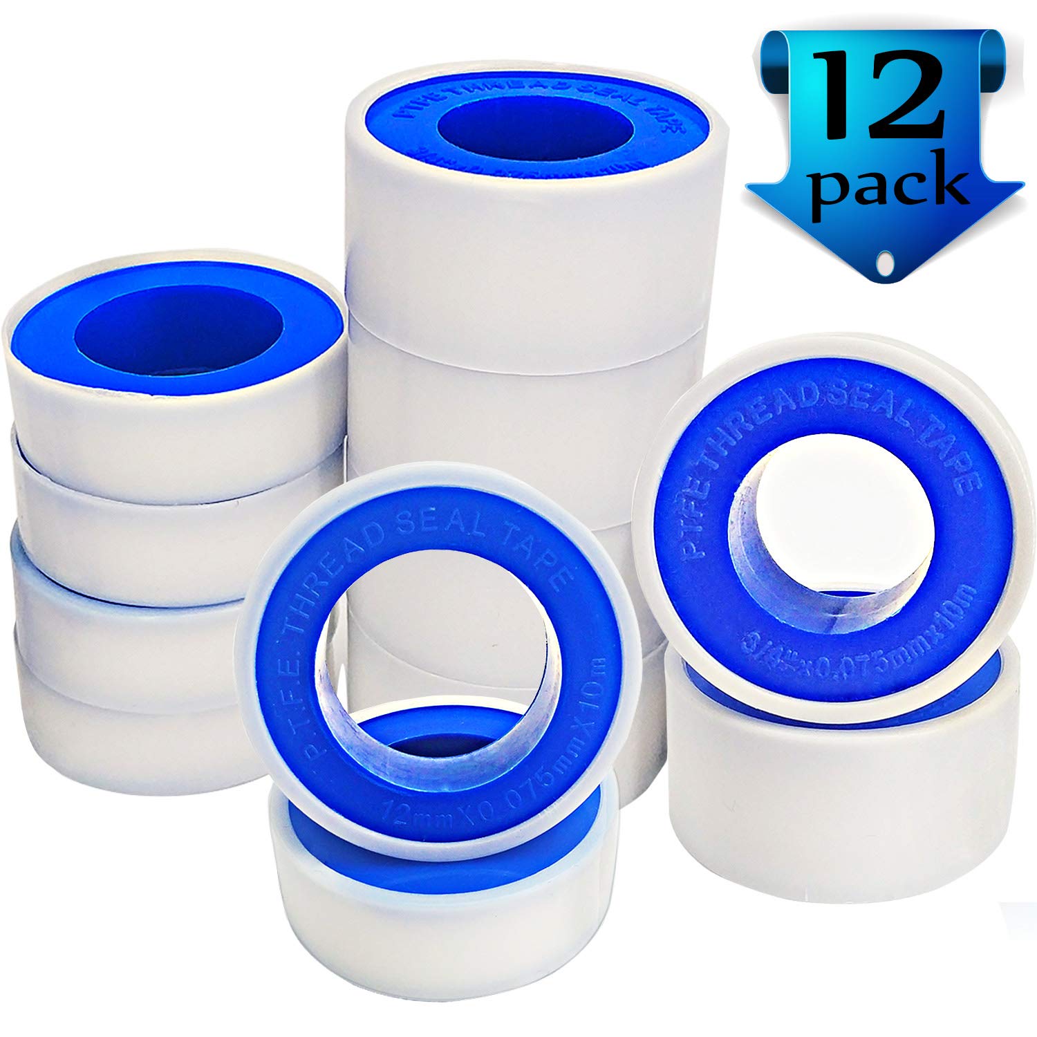 Teflon Tape Plumbers Tape 12 Pack Thread Tape PTFE Thread Seal Tape
