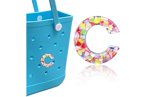 HLUWA Letter Charms for Bogg and Simply Southern Bags - Alphabet Sequin Lettering Accessories, Insert Decorative Letters for Handbag, Beach Tote