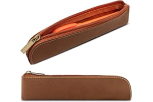 Vnezakl 1Pcs Pen Holder Pouch Stationery Bag Portable Organizer Compact Premium Faux Leather Storage for Business Adults