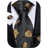 DiBanGu Mens Paisley Tie Sets Silk Jacquard Woven Floral Necktie and Pocket Square Cufflinks Wedding Business Party