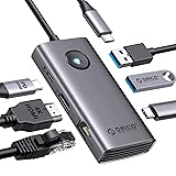 USB C Hub Ethernet Adapter, ORICO 6-in-1 USB C