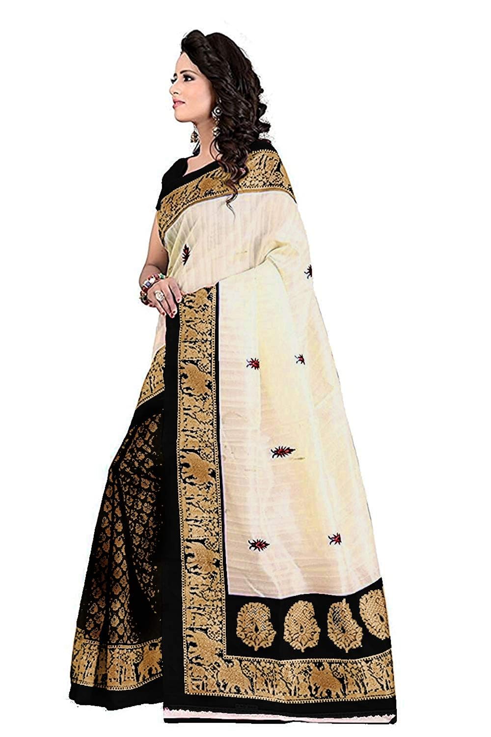 om sai latest creation women's bhagalpuri silk printed saree with blouse piece material