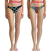 Coume 2 Pcs Rainbow Fishnet Stockings for Women Halloween Rainbow Clothing Accessories Lgbtq Accessories Gay Pride Gifts Stretch Fishnet Stockings for Halloween Party Cosplay