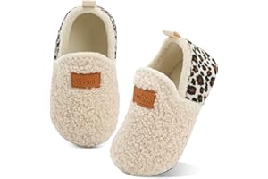 XIHALOOK Toddler Boys Girls House Slippers with Microfleece Lining Cozy Household Shoes Non-slip for Kids