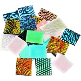 SYWAN Dichroic Glass, 5 Bags COE90 Fusing Glass Sheet Transparent Stained Glass Assorted Fusible Glass Rainbow Fusing Microwave kiln Glass Jewelry Making Supplies for Crafts, Stained Glass Projects