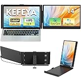 KEFEYA Laptop Screen Extender, 14" 1080P FHD IPS Laptop Monitor Extender for Home Office, Dual Travel Monitor for Laptops 13-17.3", USB-C HDMI Plug-Play for macOS Windows PS Switch Xbox Phone Pad