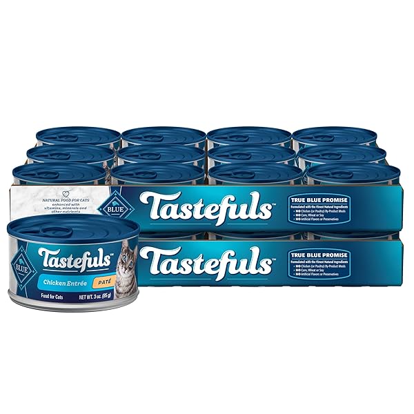 BLUE BUFFALO TASTEFULS NATURAL PATE WET CAT FOOD, CHICKEN ENTRÉE 3-OZ CANS (PACK OF 24)
