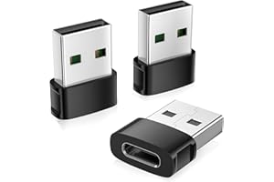 KIT 3 USB-A to USB-C Adapter — Black Compact USB 3.0 Male to USB-C Female Converter Fast Data Transfer and Charging Compatibl